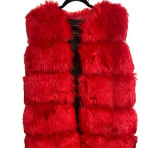 Red Faux Fur Vest